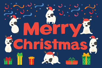 cute dog vector set. christmas