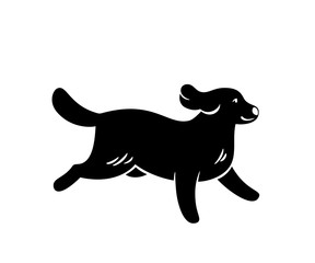 Vector silhouette of running dog.