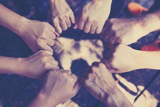 group of hand teamwork