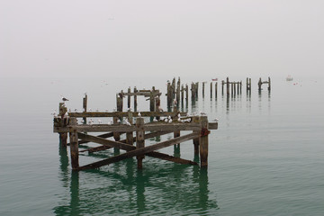 Old pier ruin in Swanage, England.