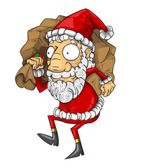 Santa claus sends gifts to celebrate christmas day. vector and illustration