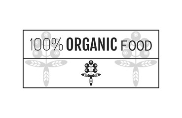 Organic food. Badge, label for healthy eating, berry icon. Illustration
