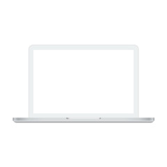 Laptop front view mockup with empty or blank screen.