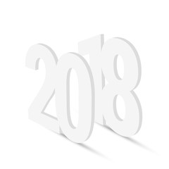 2018 Blank White Vector 3D Figures. Happy New Year 2018 Greeting Card Design Element