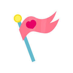 Pink flag with heart cartoon vector Illustration