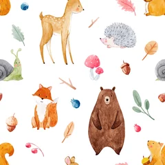 Wallpaper murals Little deer Watercolor baby vector pattern