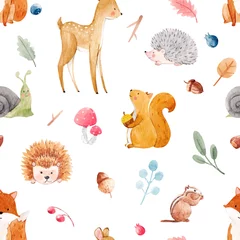 Wall murals Little deer Watercolor baby vector pattern