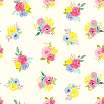 Watercolor abstract floral vector pattern