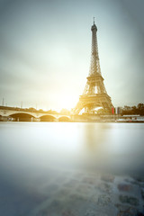 Eiffel tower and Seine river in Paris, France