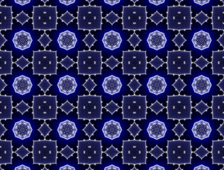 blue abstract background of particles. 3d rendering. kaleidoscope ornament