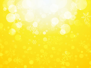 white yellow abstract Christmas background with snowflakes