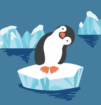 Cute penguin on ice floe