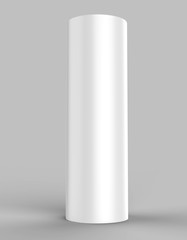 Round Expand Tower  three panels Graphic panels Pop Up Display or totem banner stand. 3d render illustration. - obrazy, fototapety, plakaty