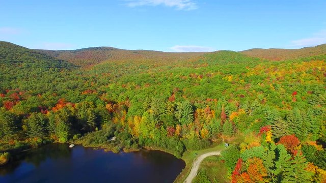 Aerial view of New England foliage colors