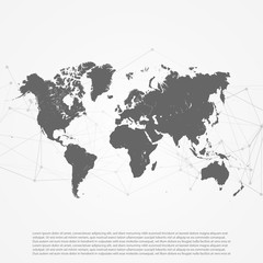 Fototapeta na wymiar World Map with Abstract Network Mesh - Digital Internet Things of Technology Template Vector Background