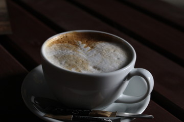 cup of coffee on table 