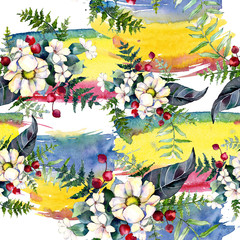 Fototapeta na wymiar Bouquet flower pattern in a watercolor style. Full name of the plant: bouquet. Aquarelle wild flower for background, texture, wrapper pattern, frame or border.