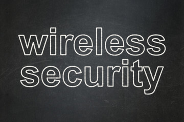 Obraz premium Privacy concept: text Wireless Security on Black chalkboard background