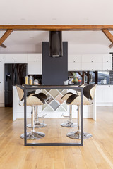 Dining table and bar stools