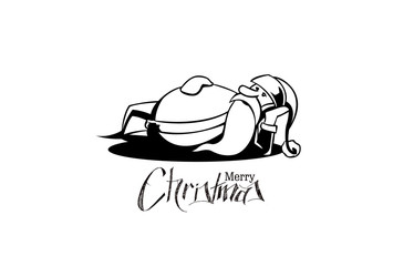 Santa Claus sleeping, Christmas vector illustration. Holiday background.
