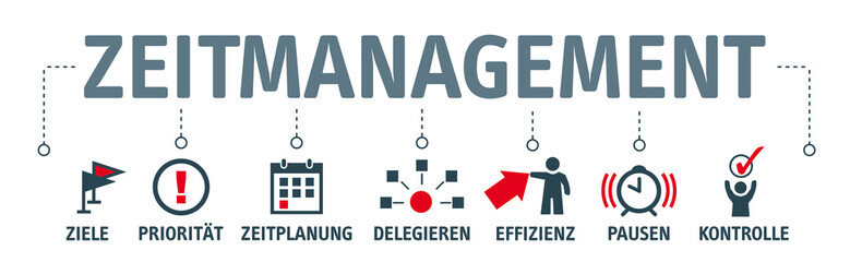 Banner Zeitmanagement - vektor Illustration mit Piktogrammen