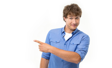 Man showing pointing finger.