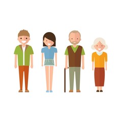 Set of style family people. in cartoon style Isolated on white background.