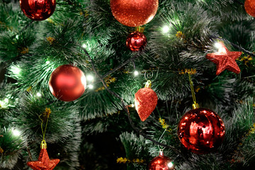 christmas tree with decoration close up