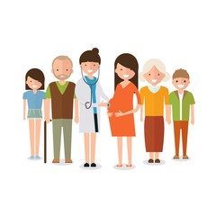 Obraz premium Doctors and pregnant check vector