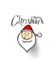 Christmas Background Santa Claus Face isolate white background, vector illustration