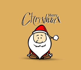 Santa Claus doing yoga, Christmas vector illustration. Holiday background.