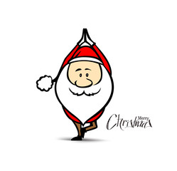 Santa Claus doing yoga, Christmas vector illustration. Holiday background.