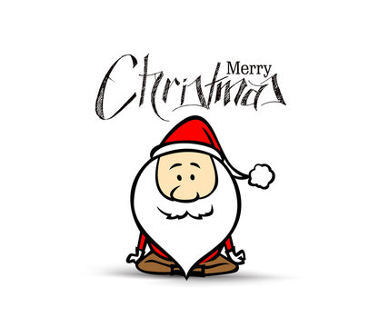 Santa Claus doing yoga, Christmas vector illustration. Holiday background.