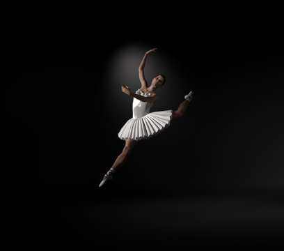 Fototapeta Young and beautiful ballerina with white tutu