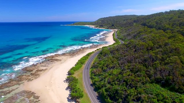 Aerial view of Great Ocean Road along the sea - Australia