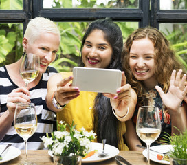 Women at a dinner party