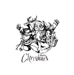 Merry christmas, greeting and invitation card.Christmas snowmen with santa gifts collection