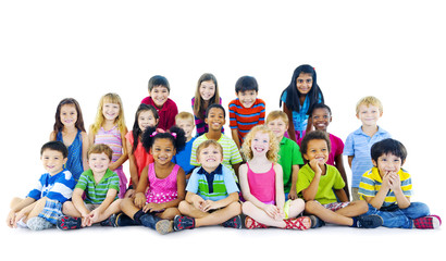 Group of diverse kids studio portrait