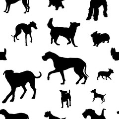 Seamless pattern with dog silhouettes