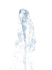 Jet of water upward stream on white background 3d