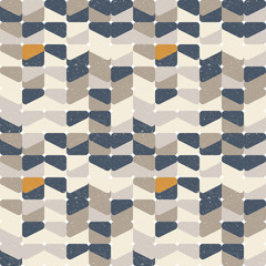 Modern vector abstract  geometric  seamless pattern with rounded squares in retro  style colors with worn out texture.