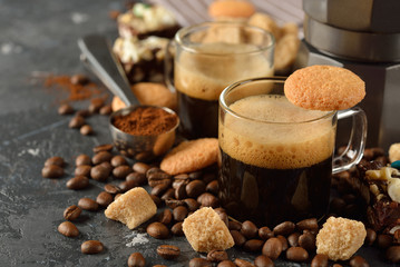 Espresso in a glass cup