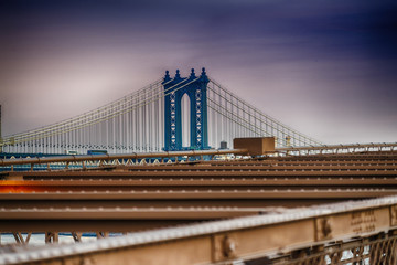 Manhattan Bridge from Brooklyn Bridge, New York City