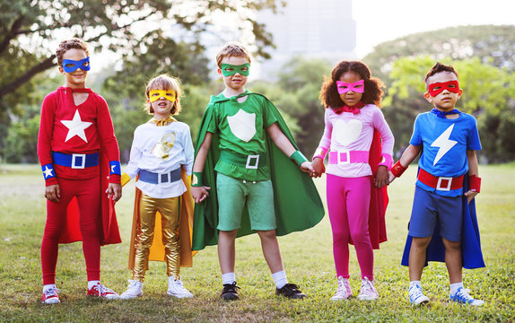 Superhero kids with superpowers