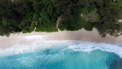 Aerial downward view of tropical beach