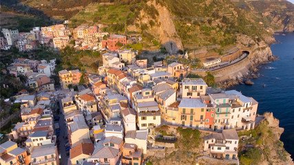 Aerial view of Manarola, Five Lands, Italy