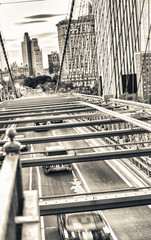 Traffic along Brooklyn Bridge, New York City