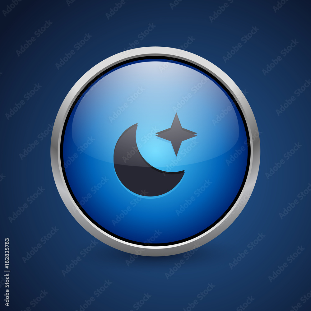 Wall mural Push Button - Dark Blue Web Icon