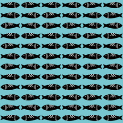 Fish symbol on the white background black pattern