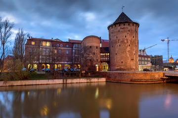 Milk Churn Gate (Stagiewna Gate) on the Island of Granaries. Old Town of Gdansk, Poland.